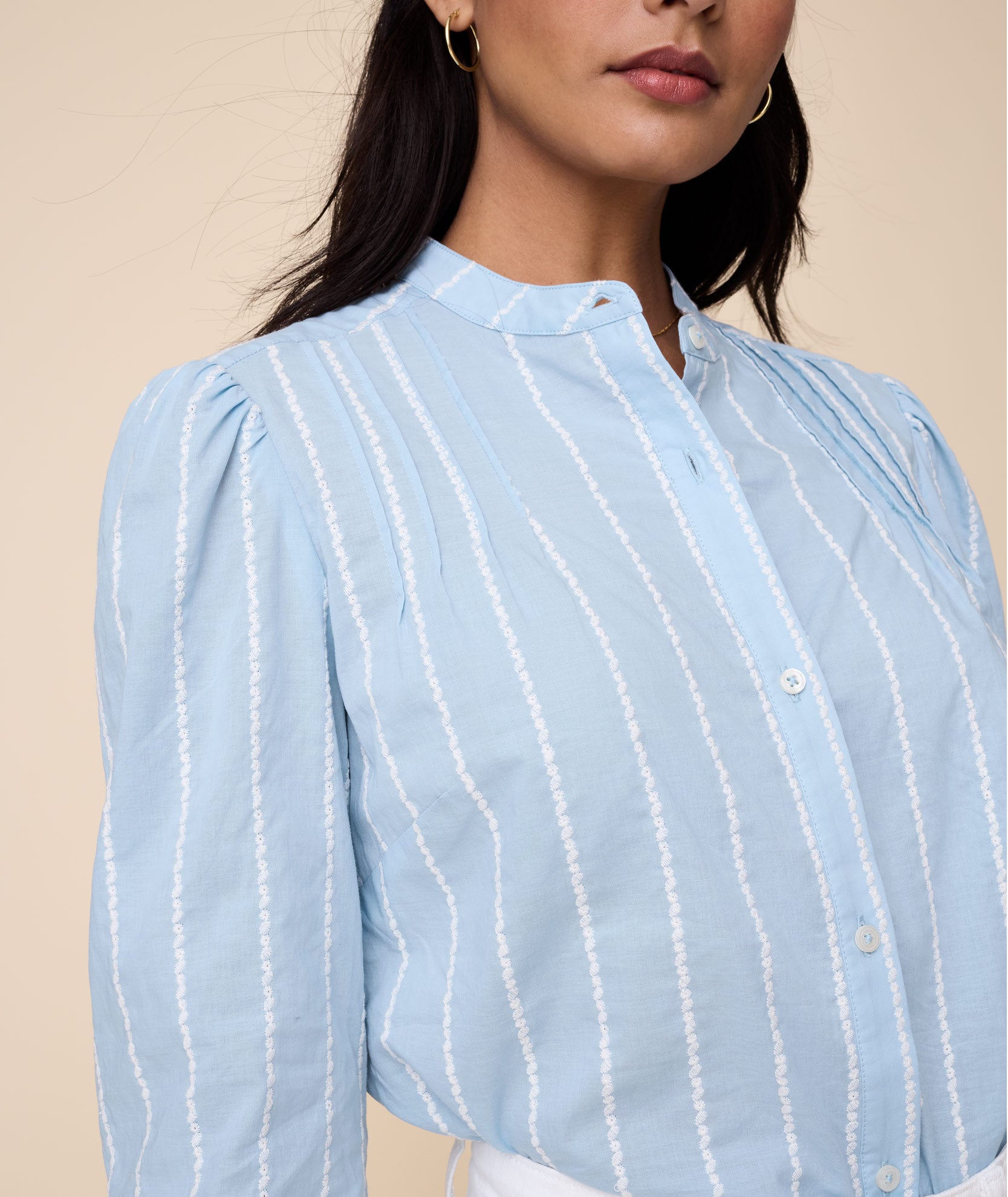 Cotton Band Collar Jocelyn Shirt - FINAL SALE