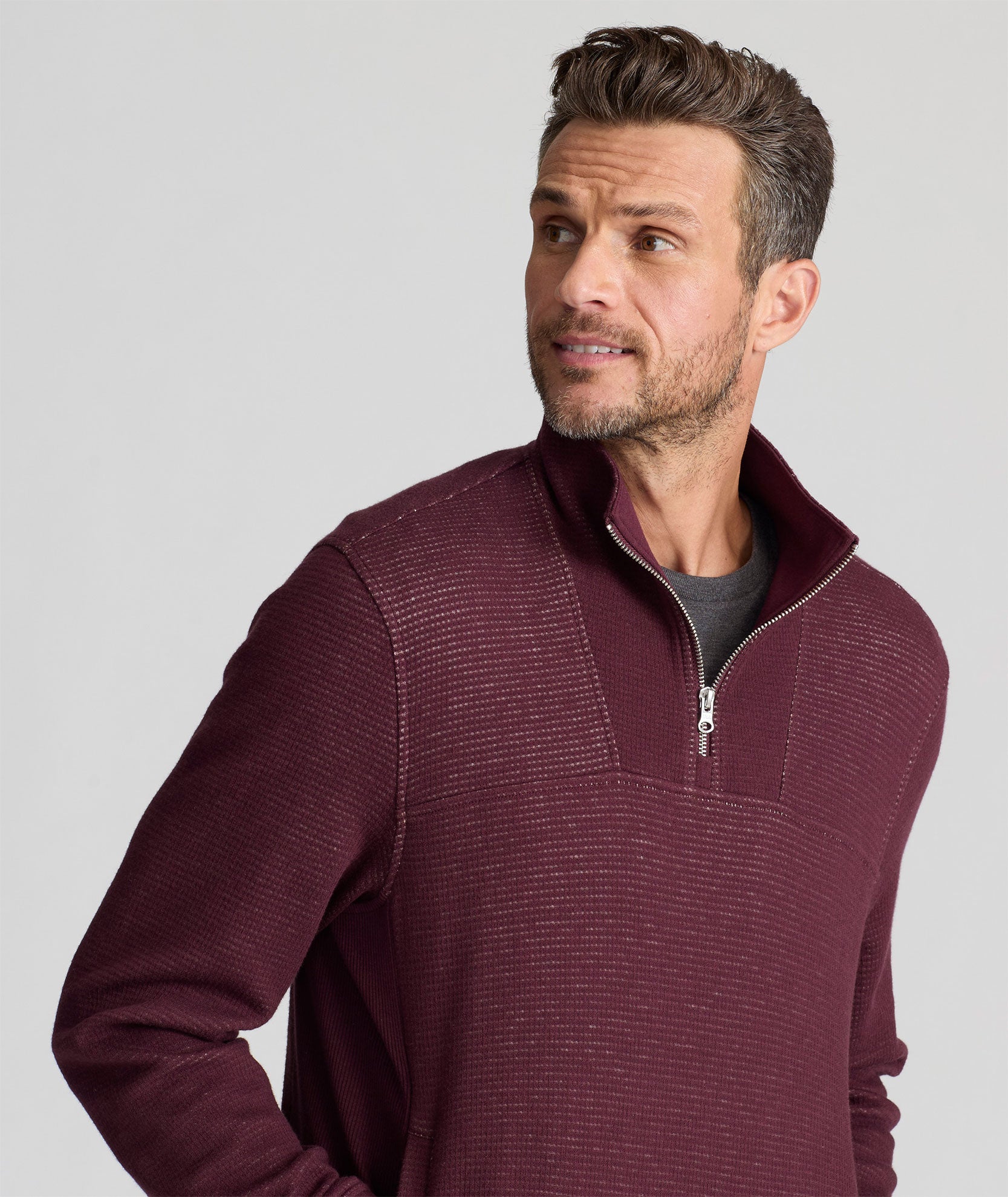 Textured Quarter-Zip Sweater